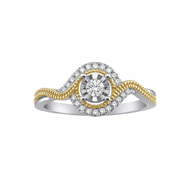 0.12TDW Diamond Ring in 10K Yellow and White Gold