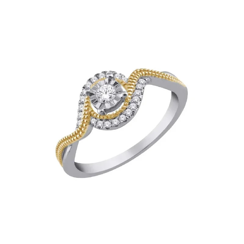 0.12TDW Diamond Ring in 10K Yellow and White Gold
