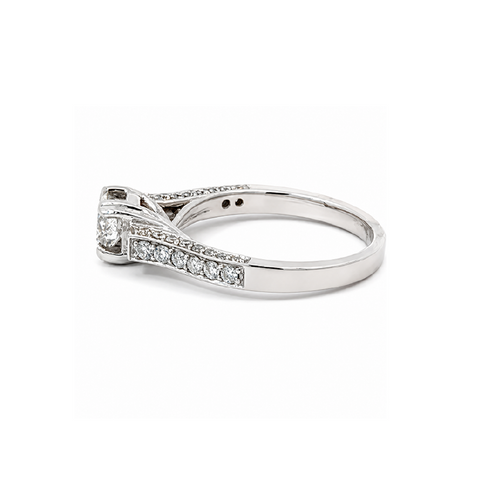1.16TDW 18K White Gold Diamond Bridal Ring