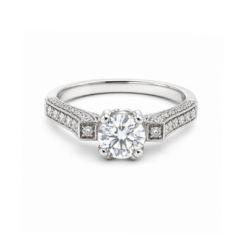 1.16TDW 18K White Gold Diamond Bridal Ring