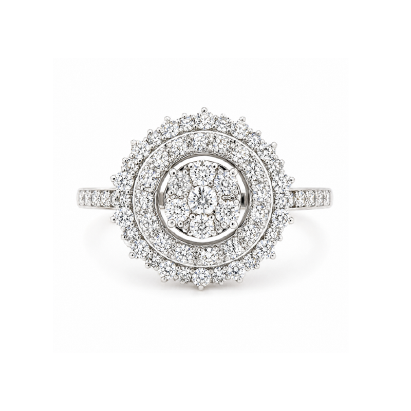 1.00TDW Diamond Dazzler Ring in 10K White Gold