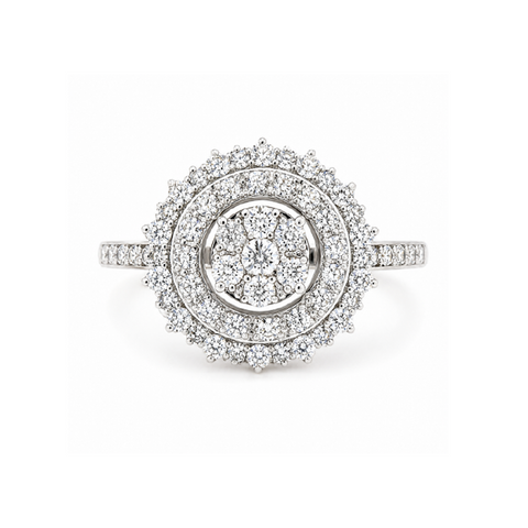 1.00TDW Diamond Dazzler Ring in 10K White Gold