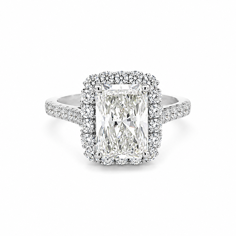 4.10TDW Lab Diamond Radiant 14K White Gold Engagement Ring