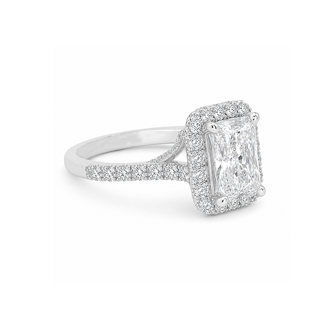 4.10TDW Lab Diamond Radiant 14K White Gold Engagement Ring