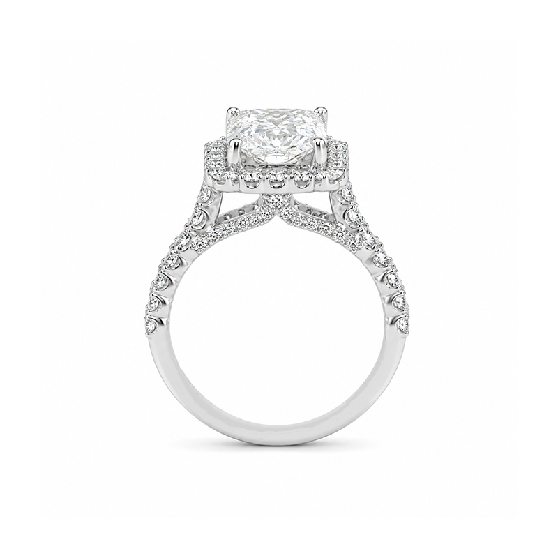 4.10TDW Lab Diamond Radiant 14K White Gold Engagement Ring