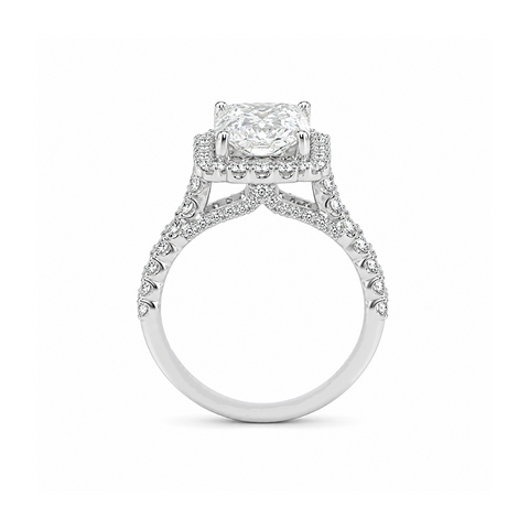 4.10TDW Lab Diamond Radiant 14K White Gold Engagement Ring