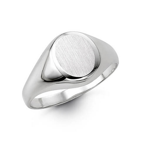 10K White Gold Mens Oval-Shaped Signet Ring