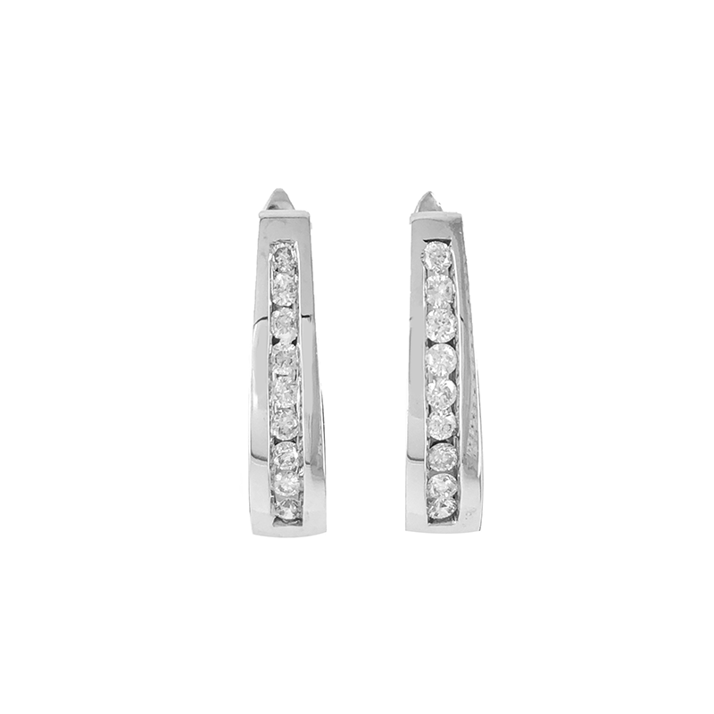 Diamond Classic J Hoop set with 0.33tdw in 10K White Gold