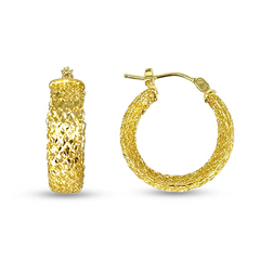 10K Yellow Gold Mesh Hoop Earrings