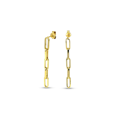 10K Yellow Gold Dangling Paperclip Stud Earrings