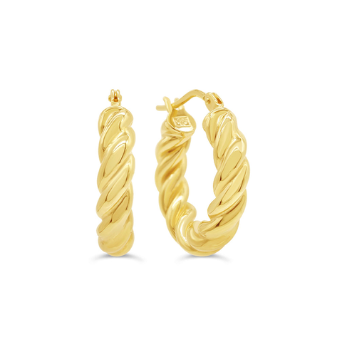 10K Yellow Gold Twisted Hoop Earrings