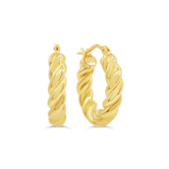 10K Yellow Gold Twisted Hoop Earrings