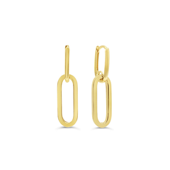 10K Yellow Gold Dangling Paperclip Earrings