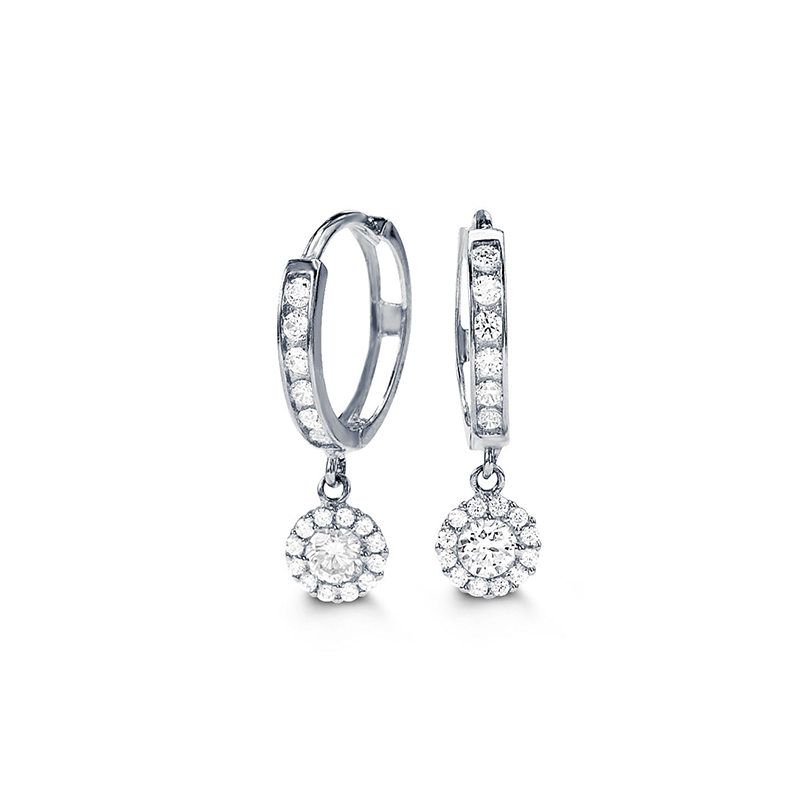 10K White Gold CZ Bella Lux Earrings