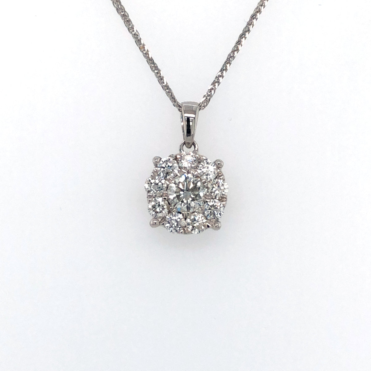 14K White Gold 1.00TDW Diamond Imperial Pendant