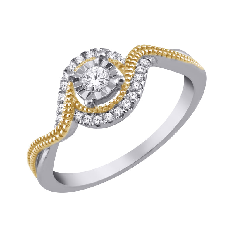 0.12TDW Diamond Ring in 10K Yellow and White Gold