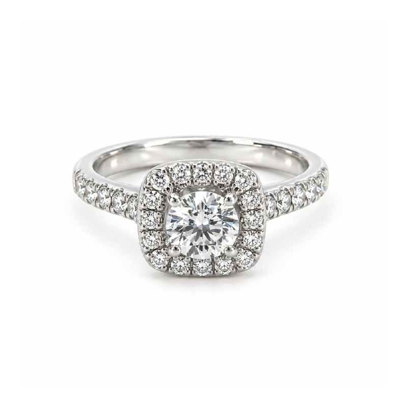 1.30TDW 14K White Gold Diamond Engagement Ring