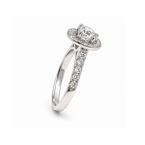1.30TDW 14K White Gold Diamond Engagement Ring