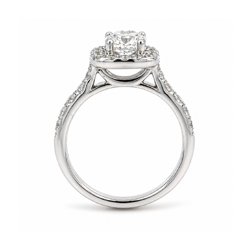 1.30TDW 14K White Gold Diamond Engagement Ring