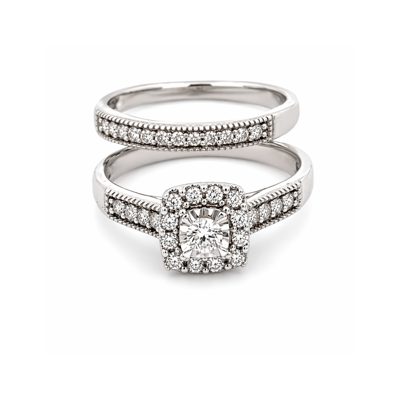 10K White Gold 0.50TDW Diamond Ring Wedding Set