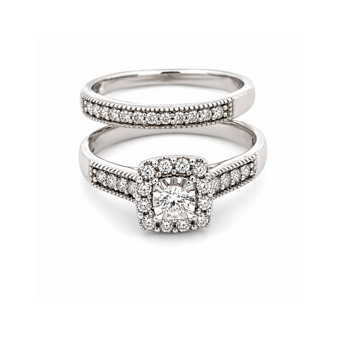 10K White Gold 0.50TDW Diamond Ring Wedding Set