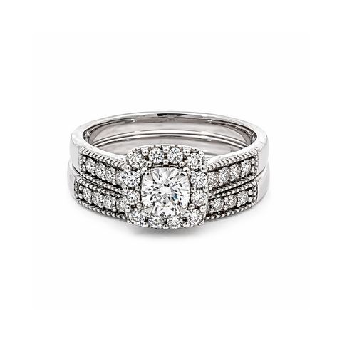 10K White Gold 0.50TDW Diamond Ring Wedding Set