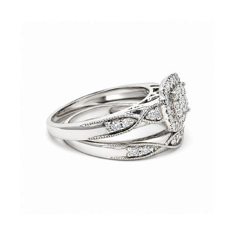 0.50 TDW 10K White Gold Diamond Bridal Set
