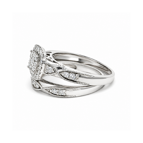 0.50 TDW 10K White Gold Diamond Bridal Set