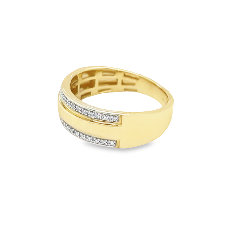 10K Yellow Gold 0.10TDW Diamond Men&#39;s Band