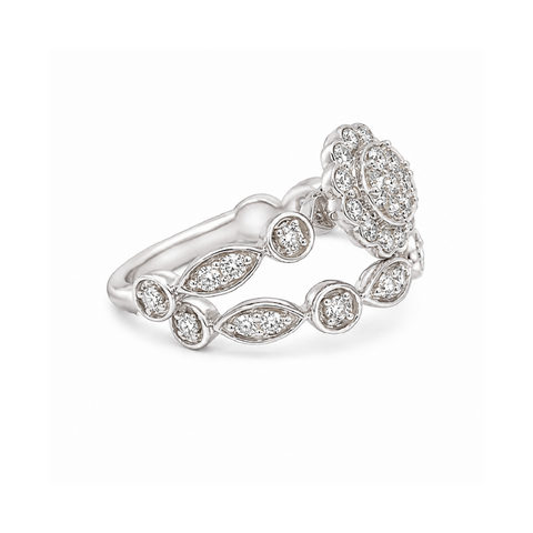 1.00 TDW Floral Diamond Bridal Set in 10K White Gold