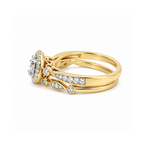 0.50 TDW 14K Yellow Gold Diamond Bridal Set