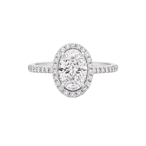 14K 1.46TDW Oval Lab Grown Diamond Halo Engagement Ring