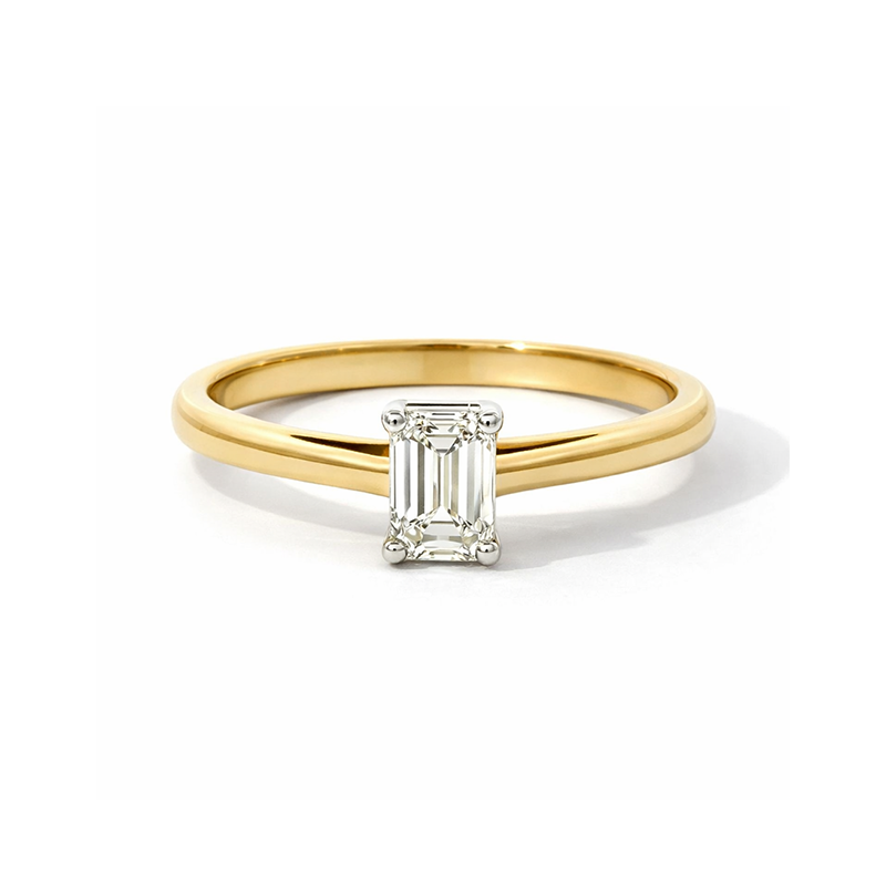 14K Yellow Gold 0.50CT Emerald Cut Lab Grown Diamond Ring