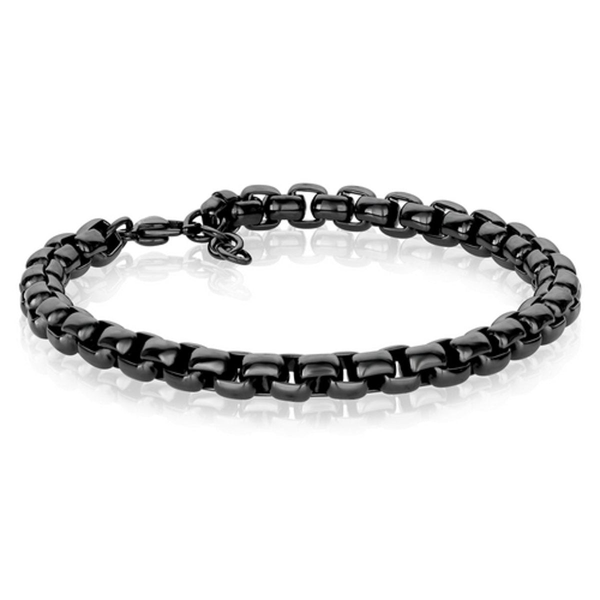 Stainless Steel Gunmetal IP 4.5mm Round Box Bracelet – Adjustable 8–8.5"