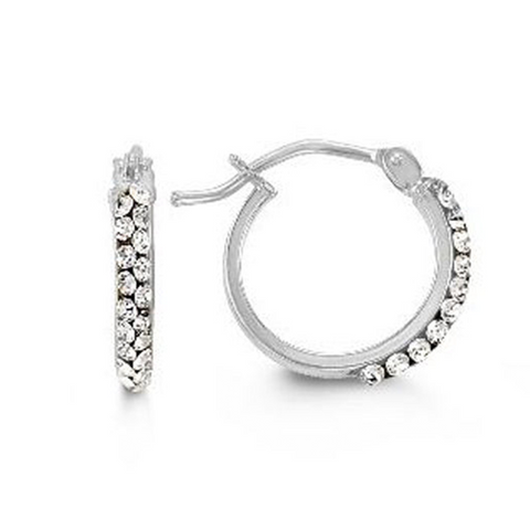 10K White Gold Cubic Zirconia Hoop Earrings