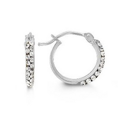 10K White Gold Cubic Zirconia Hoop Earrings