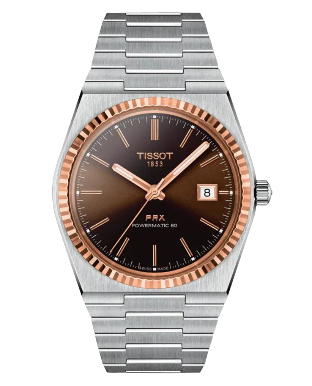 Tissot PRX Powermatic 80 Steel &amp; 18K Gold Automatic Men&#39;s Watch T9314074129100