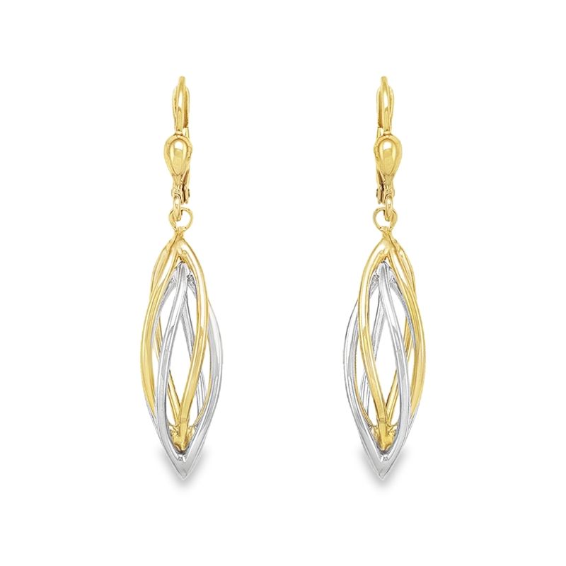 10K White and Yellow Gold Fancy Drop Earrings