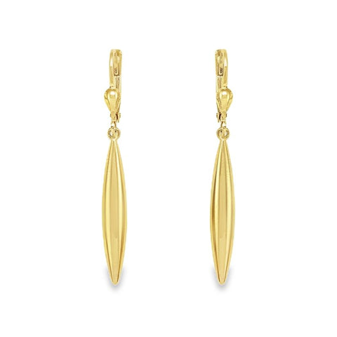 10K Yellow Gold High Polish Long Drop Earrings
