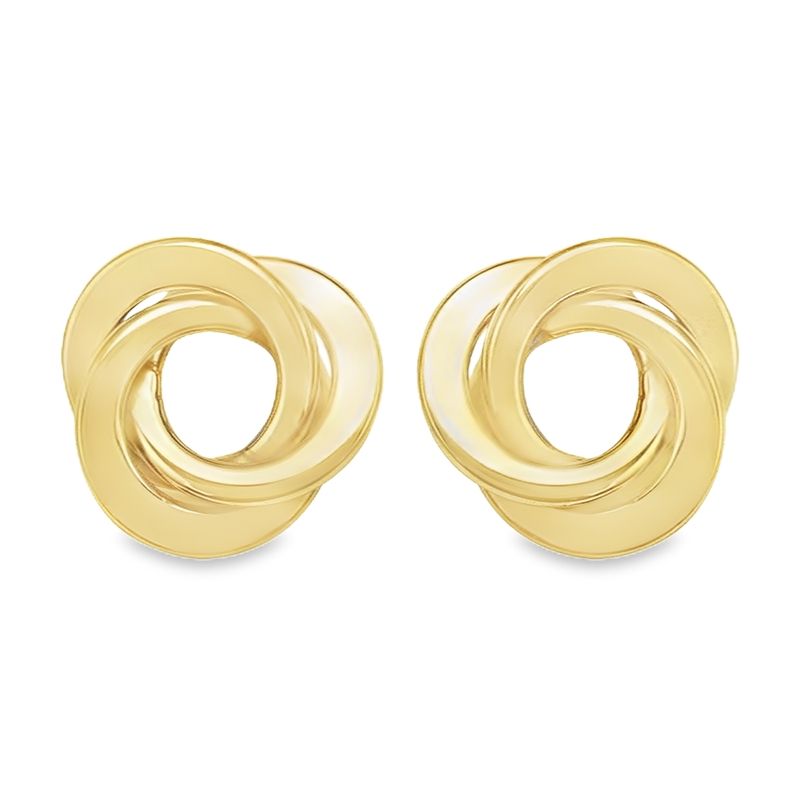 Love Knot Stud Earrings in 14K Yellow Solid Gold