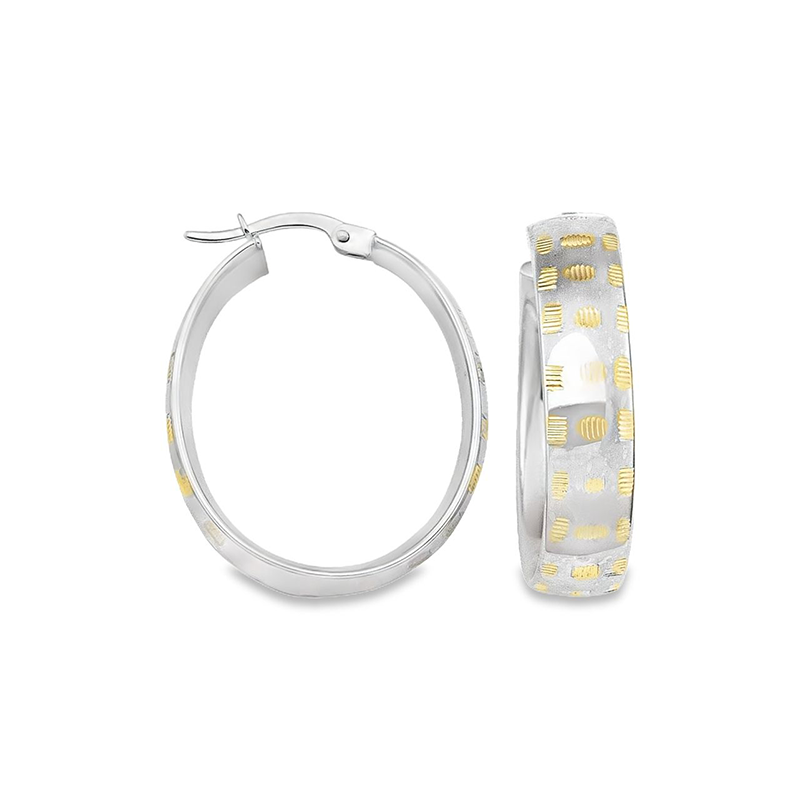 10K Yellow and White Gold Hoop Fancy Earrings