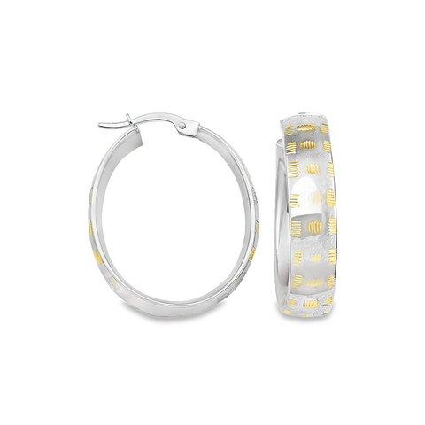 10K Yellow and White Gold Hoop Fancy Earrings