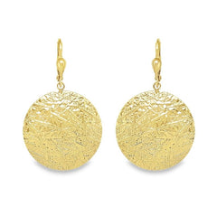 10K Yellow Gold Textured Disc Earrings