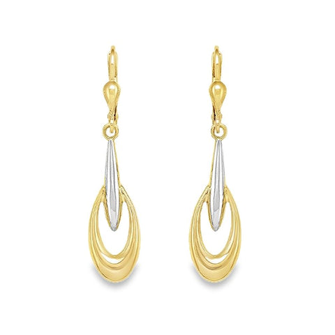 10K Yellow and White Gold Fancy Drop Earrings