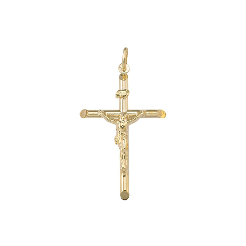 10k,14kKarat Yellow Gold Religious Italian Cross with Crucifix