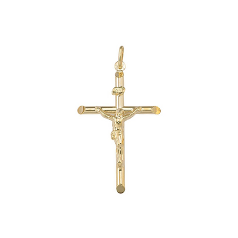 10k,14kKarat Yellow Gold Religious Italian Cross with Crucifix