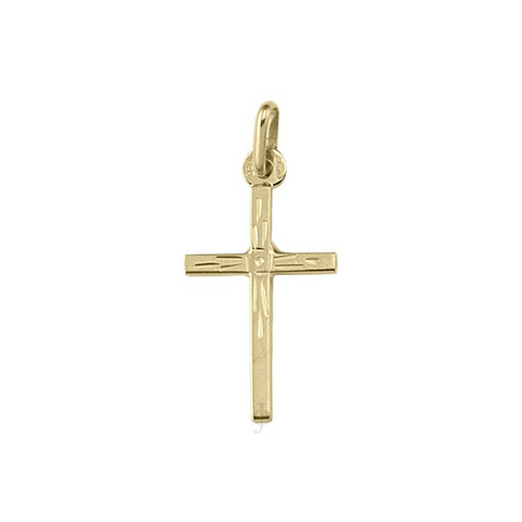 10, 14 Karat Yellow Gold Flat Modern Cut Cross Pendant