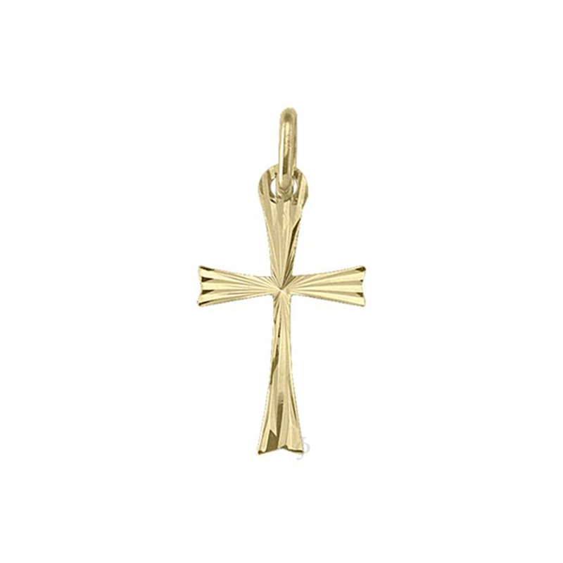 14 Karat Yellow Gold Flat Religious Classic Italian Cross Pendant
