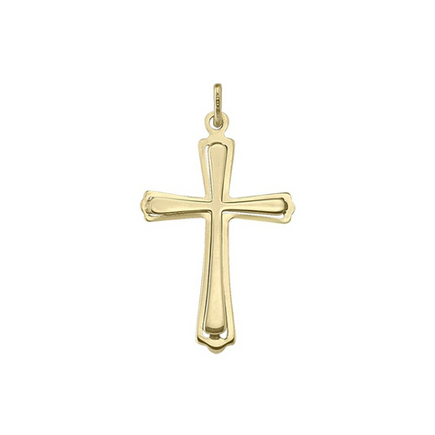 10k, 14k Yellow Gold Flat Religious Classic Italian Cross in Cross Pendant