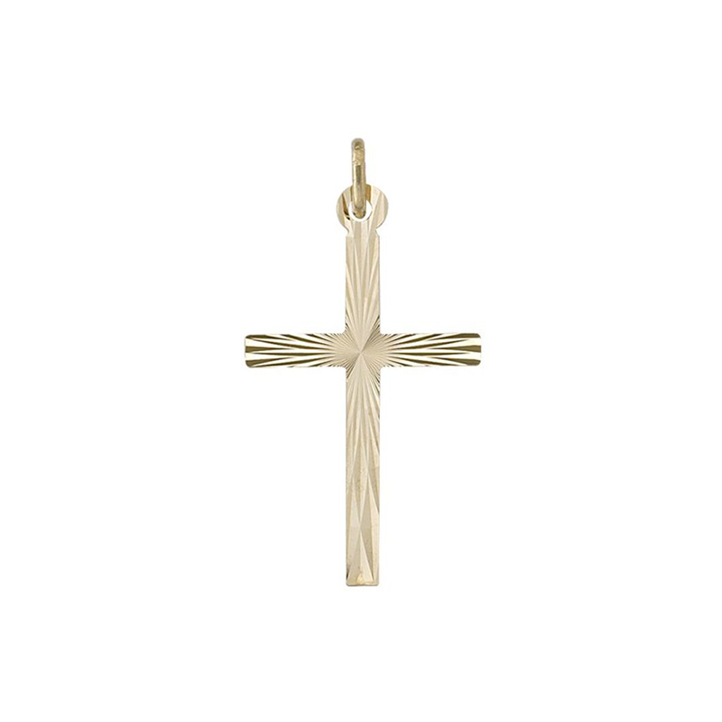 14 Karat Yellow Gold Flat Italian Cross Pendant